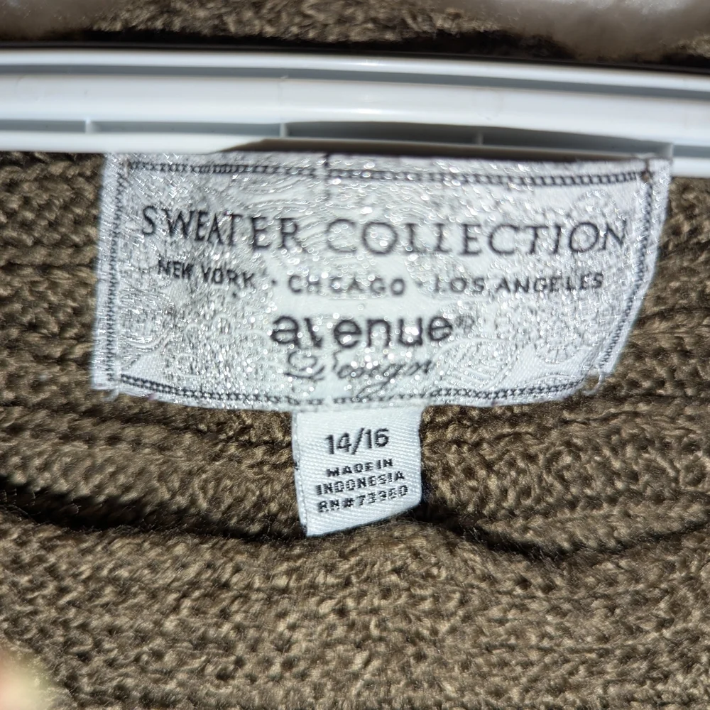 Avenue‎ Brown Ribbed Knit Scoop Neck Sweater Womens 14/16 Marled Long Sleeve